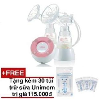 Máy hút sữa điện đôi không BPA Unimom Minuet có pin sạc kèm Adapter UM871692 Tặng 30 túi trữ sữa Unimom giá sỉ