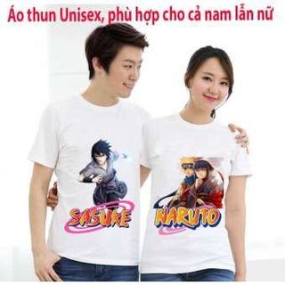 Áo thun in hình Naruto Áo Trắng In 2 Mặt In Tay Áo - Mẫu 9