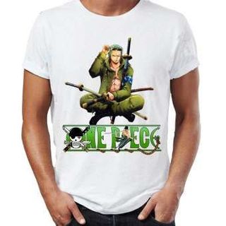 Áo thun nam One Piece in hình Zoro Áo Trắng In 2 Mặt In Tay Áo - Mẫu 1