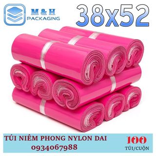 Túi nilon dai 38x52cm Hồng gói hàng tiện lợi keo dán miệng