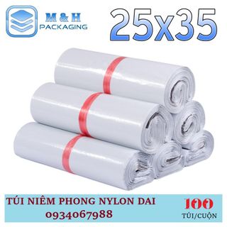 Túi nilon dai 25x35cm Trắng gói hàng tiện lợi keo dán miệng