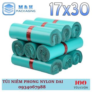 Túi nilon dai 17x30cm Xanh gói hàng tiện lợi keo dán miệng