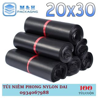 Túi nilon dai 20x30cm Đen gói hàng tiện lợi keo dán miệng
