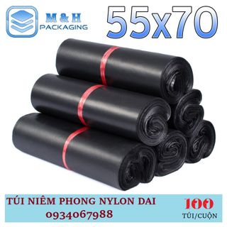 Túi nilon dai 55x70cm Đen gói hàng tiện lợi keo dán miệng