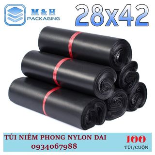 Túi nilon dai 28x42cm Đen gói hàng tiện lợi keo dán miệng