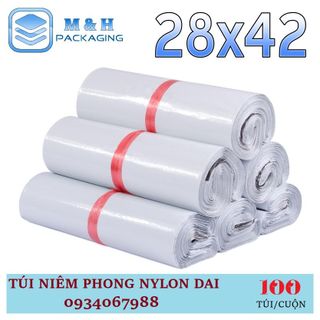 Túi nilon dai 28x42cm Trắng gói hàng tiện lợi keo dán miệng
