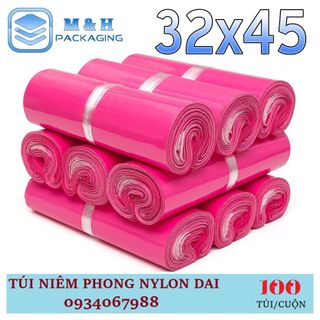 Túi nilon dai 32x45cm Hồng gói hàng tiện lợi keo dán miệng