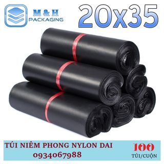 Túi nilon dai 20x35cm Đen gói hàng tiện lợi keo dán miệng