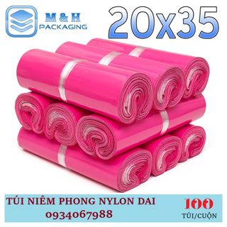 Túi nilon dai 20x35cm Hồng gói hàng tiện lợi keo dán miệng