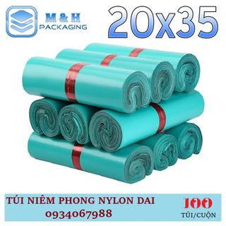 Túi nilon dai 20x35cm Xanh gói hàng tiện lợi keo dán miệng
