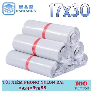 Túi nilon dai 17x30cm Trắng gói hàng tiện lợi keo dán miệng