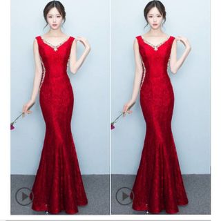 ĐẦM DẠ HỘI REN CỔ TIM ĐÍNH KIM SA SANG TRỌNG - SD1268