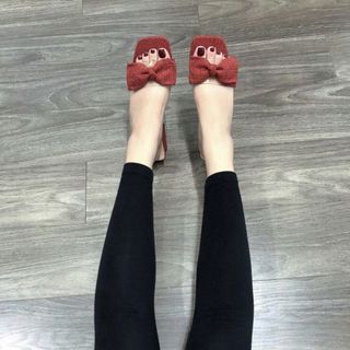 dép quai ngang nơ gót cao cute