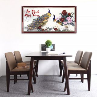Tranh Như ý Cát Tường - Tranh Chim Công Phú Quý - Ép gỗ MDF