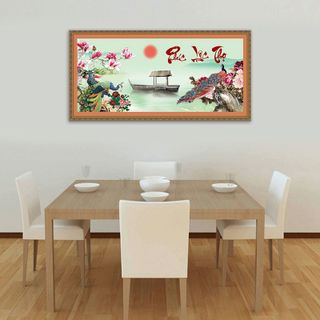 Tranh Như ý Cát Tường - Tranh Chim Công Phú Quý - Ép gỗ MDF