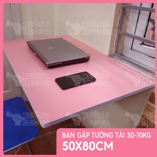 Bàn gập treo tường - Bàn học sinh co bé gái màu hồng 50x80cm - tải 50x70kg