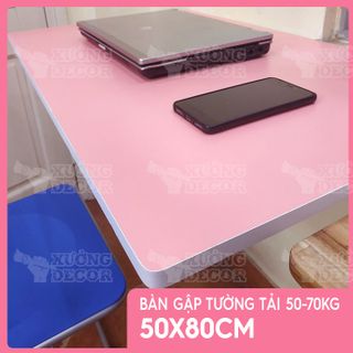 Bàn gập treo tường - Bàn học sinh co bé gái màu hồng 50x80cm - tải 50x70kg
