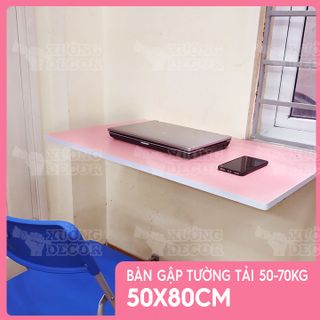 Bàn gập treo tường - Bàn học sinh co bé gái màu hồng 50x80cm - tải 50x70kg