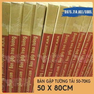 Bàn gập treo tường-Gỗ cao su sáng màu 50x80cm tải 50-70kg