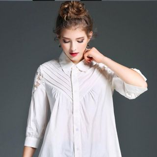 HÀNG NHÂP- ÁO SƠ MI PHOM DÀI PHỐI REN MS12429-T260