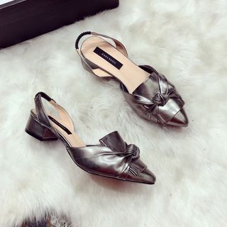 giày sandal nơ da bit mui