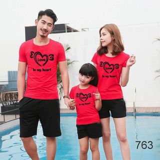 áo gia đình trái tim đỏ
