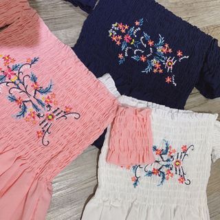 áo crop nhún bẹt thêu hoa