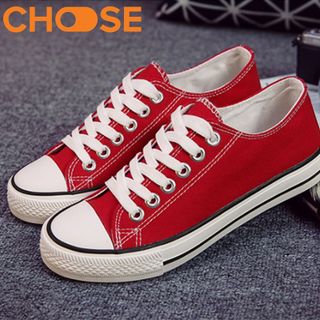 Giày Thể Thao Nữ/Giày Vải Màu Trắng Đen Đỏ Phong Cách Cực Cool Hàn Quốc 0201