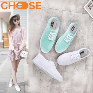 Giày Bata Vải Nữ Đẹp Màu Trắng Đỏ Xanh Pastel Thể Thao Dây Cột Phong Cách Nặng Động Trẻ Trung 2101 giá sỉ