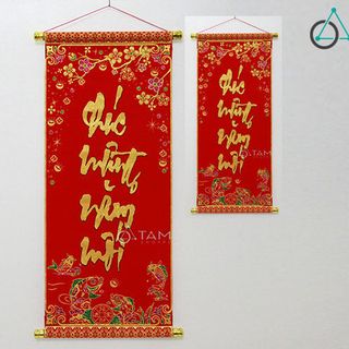 Liễn thư pháp Tết vải nhung Chúc mừng năm mới số 20 size nhỏ giá sỉ