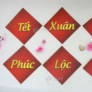 Bộ 6 tờ giấy Decal đỏ dán Tết in chữ Vintage số 01 giá sỉ