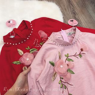 set áo dài thêu hoa nổi
