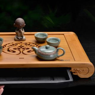 Khay Trà Tre Lưỡng Long Tranh Trâu