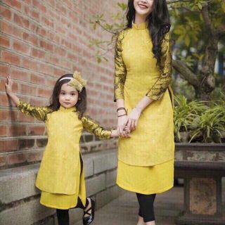 Áo dài cách tân gấm cho bé 20-35kg