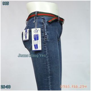 Quần Jean Nữ Lưng Cao Trơn Viền Lưng Màu Xanh MS 985