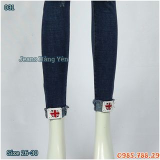 Quần Jean Nữ Lưng Cao Lật Lai Rách Đốm Ms 031