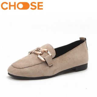 Giày Lười Nữ/Slip-on Đế Bằng OXFORD Da Lộn Khuy Kim Loại Mẫu HOT 1201
