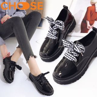 Giày OXFORD Nữ/Giày Boots Đẹp Dây Caro Bản To Phong Cách Mùa Đông Năm Nay 2311 giá sỉ