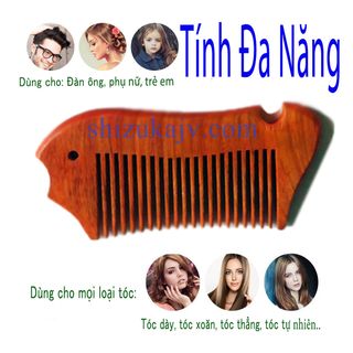 Lược Gỗ Hương Xuất Nhật Hình Cá- Lược ghép gỗ Xuất Nhật Bán Amazon japan Làm Quà tặng sang trọng-Chống tĩnh điện- Lược dáng cổ điển- Lược chải tóc - nhật bản