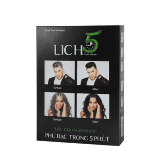 Dầu gội thảo dược đen tóc LICH 5 Hộp 2 gói