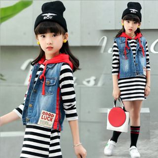 ĐẦM THUN PHỐI ÁO JEAN BÉ GÁI -TTSP1174