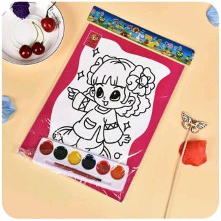 bộ 2 tranh kích thước 19x26cm và 6 màu 1 cây cọ giá sỉ 6k nguyên bộ