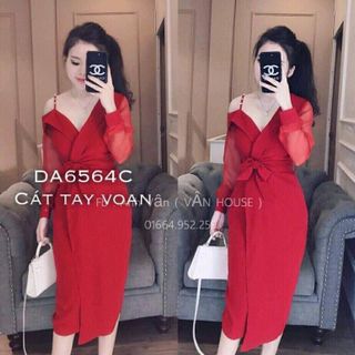 đầm lệch vai vai kết cườm có dây kéo