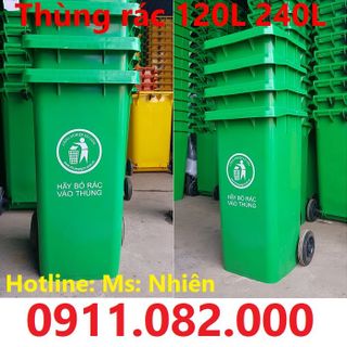 Thùng rác 240 lít giá rẻ cà mau- thùng rác 240 lít màu xanh