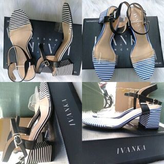 Giày sandal mũi trong chất sọc mới