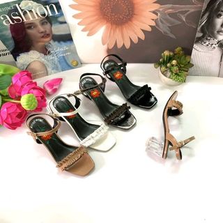 Giày sandal gót MK trong suốt mũi nhún bèo trẻ trung