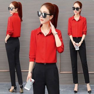 Áo Sơ Mi Công Sở Hàn Quốc Vai Ren Thanh Lịch