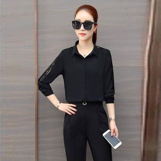Áo Sơ Mi Công Sở Hàn Quốc Vai Ren Thanh Lịch