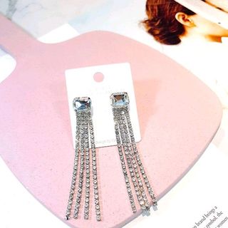 bông tai đá 2 sợi 3 sợi mạ bạc S925
