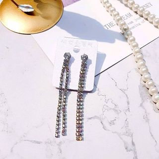 bông tai đá 2 sợi 3 sợi mạ bạc S925